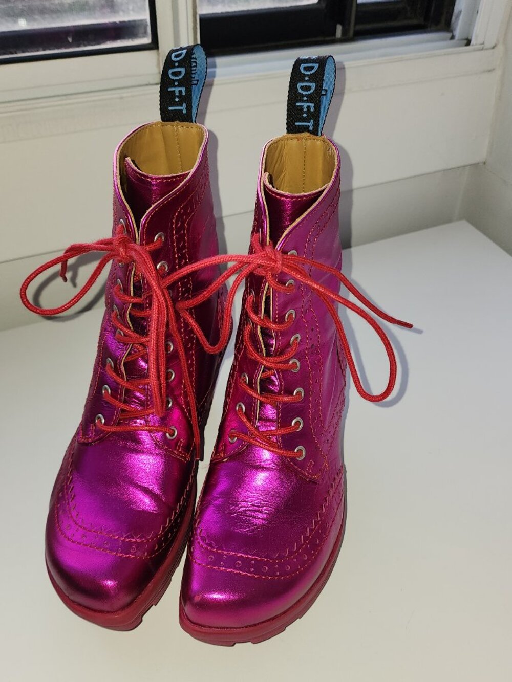 John Fluevog magenta Mellow Bebop Boots, Size 8 - Picture 2 of 8